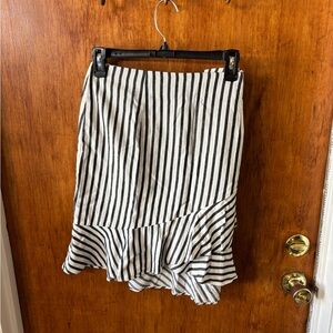 a new day Asymmetrical Black and White Striped Skirt
